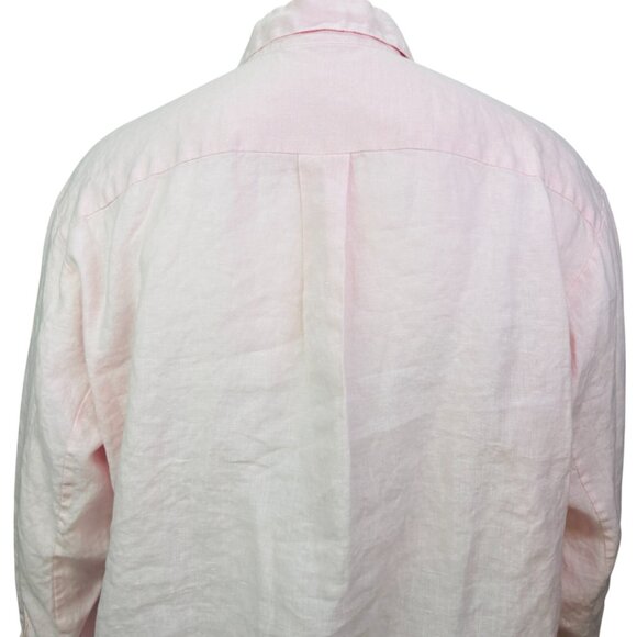 Bryn Walker Womens Linen Shirt Top Long Sleeve Button Front Pink Plus Size 1X - Picture 7 of 13